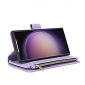 Недорогие Чехлы для Samsung-телефон Кейс для Назначение S24 Ultra Plus S23 S22 S21 S20 Ultra Plus FE А55 А35 А25 А15 5Г A54 A34 A14 A72 А73 А53 A12 A52 A13 Кошелек для карт со стендом Молния Полная защита тела Ретро ТПУ Кожа PU