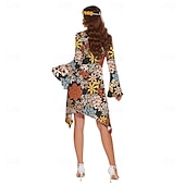abordables Robes-Rétro Vintage Années 1970 Déguisement Années 70 Femme Manche cloche Hippie Fleur / Floral Col en U Déguisement Femmes Halloween Carnaval Mascarade Soirée Tenue quotidienne Défilé de la Fierté Adulte