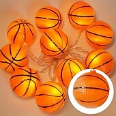 cheap Battery String Lights-1pc Waterproof Football String Light with Remote Control, Euro Cup Football/Baseball/Rugby/Basketball/ String Light 3M-20Leds Indoor and Outdoor Atmosphere Decoration Light String Beer Festival