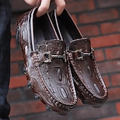 Χαμηλού Κόστους Ανέμελος-ανδρικά loafers από δέρμα κροκόδειλου - πολυτελή slip-on φόρεμα με μεταλλική πόρπη για επίσημο και casual ντύσιμο