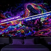 levne Tapiserie Blacklight-blacklight gobelín uv reaktivní záře ve tmě záře party neonový kouzelník zen yinyang psychedelický trippy mlhavý závěsný gobelín nástěnná malba pro život