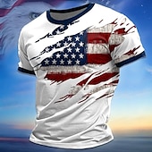 tanie Koszulki na Dzień Niepodległości-Dzień Weteranów Męski Patriotyczny Weteran Amerykańska Flaga T-shirt Krótki Rękaw T-shirt 3D Druk Koszulka z Okrągłym Dekoltem Styl Uliczny Impreza Urodzinowa Ulica Czarna Biała Lato Wiosna Odzież S