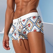 billiga Retro Vintage &amp; Etik-Herr Rutnät / Pläd Geometriska mönster Badshorts Boardshorts Boxershorts Medium Midja Mode Designer Surfing Helgdag Strand Ficka Snörning Elastisk midja Designer Kläder