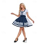 Χαμηλού Κόστους Γυναίκες-Oktoberfest Φορέματα Μπλούζα / Πουκάμισο Ντιρντλ Oktoberfest / Μπύρα Γερμανικά Μόναχο Λιβάδια Γυναικεία Πανί παραδοσιακού στυλ Πουκάμισο Φόρεμα (60εκ.)