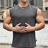 cheap Men&#039;s Running Tee &amp; Tank Tops-Men&#039;s Workout Tank Top Running Tank Top Gym Tank Top Sleeveless Vest / Gilet Casual Athleisure Cotton Breathable Quick Dry Soft Gym Workout Running Walking Sportswear Activewear Solid Colored Black