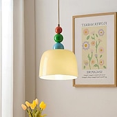abordables Suspension-suspension led lumière 3 couleurs 19,5 cm 1 lumière créative en forme de chapeau lampe suspendue en verre abat-jour encastré plafonniers lustre de style minimaliste nordique étude de chevet chambre