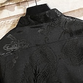 economico camicia da uomo con bottoni-Per uomo Camicia Camicia con colletto cinese Camicia con colletto alla coreana Camicia Estiva Camicia casual Camicia con Bottoni Nero Bianco Rosso Grigio Manica Corta Semplice Collo alla coreana