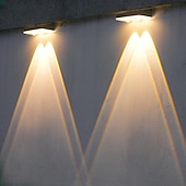 olcso Kültéri falilámpák-napelemes kerítés lámpák, kültéri vízálló napelemes fedélzeti lámpák, sola fali lámpa háromszínű szabályozható udvari fal veranda dekoráció hangulatos tájlámpa napelemes falmosó lámpa 1/2/4db