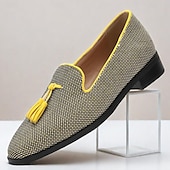 abordables Chaussures en Tissage Texturé-Homme Mocassins et Slip On Mocassins de confort Nylon Microfibre Confortable Antidérapantes Mocassins Noir / Jaune