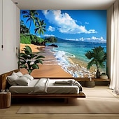 Недорогие Тапестри́ на океа́нском пляже-Пляжный остров, подвесной гобелен, настенное искусство, большой гобелен, фреска, декор, фотография, фон, одеяло, занавеска, украшение для дома, спальни, гостиной