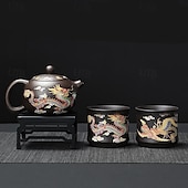 cheap Drinkware-Color-Changing Teapot Set Dragon &amp; Phoenix Zisha Chinese Loong Gift - Heat Sensitive Kung Fu Tea Set with Teapot and Cups, Business Gift