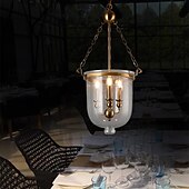 cheap Pendant Lights-LED Pendant Light Warm White 36/42cm 3-Light Country Retro Gold Hanging Light Industrial Style E14 Transparent Glass Lampshade Chandelier Metal Ring lamp Body Shape Ceiling Lighting for Living Room Bar counter 85-265V