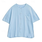 economico Casual da lavoro-Per uomo Camicia Camicia di lino Camicia casual Camicia di cotone Camicia cinese Semplice Vacanza Streetwear Nero Azzurro cielo Verde Albicocca Manica Corta Collo alla coreana Estate Abbigliamento