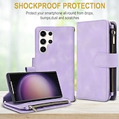 Недорогие Чехлы для Samsung-телефон Кейс для Назначение S24 Ultra Plus S23 S22 S21 S20 Ultra Plus FE А55 А35 А25 А15 5Г A54 A34 A14 A72 А73 А53 A12 A52 A13 Кошелек для карт со стендом Молния Полная защита тела Ретро ТПУ Кожа PU