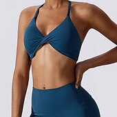 voordelige Sport bh&#039;s-Dames Lichte ondersteuning Sport bh&#039;s Running BH Open achterkant Gekruiste rug Goede top Gewatteerd Fitness Recreatiesport Hardlopen Ademend Lichtgewicht Zacht Zwart Roze Marine Blauw Effen