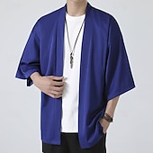 economico Giubbotti e cappotti da uomo-Per uomo Mantello / mantelle Giacca Kimono Esterno Giornaliero Crema solare Traspirante Primavera estate Liscio Di tendenza Informale Colletto Standard Nero Bianco Rosa Blu Grigio chiaro Giacca