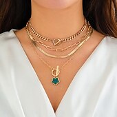 abordables Colliers-Collier Pendentif Résine Femme Elégant Le style mignon Romantique Multirang Trèfle Mignon Irrégulier Colliers Tendance Pour Mariage Soirée du quotidien