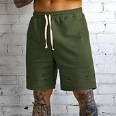 baratos Shorts de moletom-Homens Shorts de moletom Calção Shorts de verão Bolsos Com Cordão Cintura elástica Tecido Conforto Curto Esportes Diário Para Noite Moda Casual Preto Verde Micro-Elástica