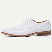 levne Klasické Společenské Boty-pánské prémiové boty z hovězí kůže bílé brogue oxford boty - elegantní šněrovací společenské boty pro formální příležitosti
