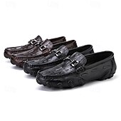 Χαμηλού Κόστους Ανέμελος-ανδρικά loafers από δέρμα κροκόδειλου - πολυτελή slip-on φόρεμα με μεταλλική πόρπη για επίσημο και casual ντύσιμο