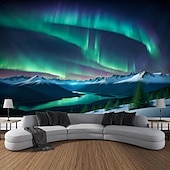 tanie gobelin krajobrazowy-natura wiszące gobelin wall art duży gobelin mural wystrój fotografia tło koc kurtyna strona główna sypialnia salon dekoracja północne światło aurora