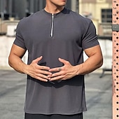 abordables Camisetas y Tops de Correr-Hombre Camiseta Running Cremallera de un cuarto Manga Corta Camiseta Casual Ropa Deportiva Transpirable Suave Entrenamiento de gimnasio Corriendo Paseo Ropa de deporte Ropa de Deporte Color sólido