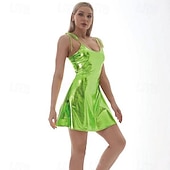 economico Vestiti-Metallico Anni &#039;80 Lattice Lucido Mini abito Disco Costume Per donna Costume di Carnevale Halloween Carnevale Mascherata Festa / Sera Parata dell&#039;Orgoglio Mese dell&#039;orgoglio Adulti Vestito