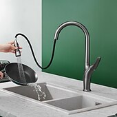 お買い得  キッチン用水栓金具-水栓 - シングルハンドルつの穴 クロム / ブラッシュドニッケル / 電気メッキ プルアウト / プルダウン / 標準スパウト / トール / ハイアーク センターセット 現代コンテンポラリー Kitchen Taps