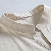economico Casual da lavoro-Per uomo Camicia Camicia di lino Camicia con colletto cinese Camicia con colletto alla coreana Camicia popover Camicia casual Semplice Vacanza Streetwear Bianco Blu marino Azzurro cielo Grigio chiaro