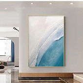 economico Quadri paesaggistici-dipinto a mano dipinto a olio minimalista con texture blu dipinto a mano da parete dipinto a mano con cielo e oceano dipinto a olio con cielo e oceano dipinto a mano con onde e spiaggia a olio
