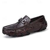 Χαμηλού Κόστους Ανέμελος-ανδρικά loafers από δέρμα κροκόδειλου - πολυτελή slip-on φόρεμα με μεταλλική πόρπη για επίσημο και casual ντύσιμο
