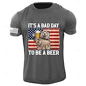 זול חולצת טי גרפית לגברים-בגדי ריקוד גברים דוב כתב מודפס מצחיק בירה חולצה קצרה טופ טי כותנה שרוולים קצרים גרפי חוּלצָה שחור אפור כהה ירוק צבאי טי נוח רחוב ספורט חוץ בגדי מעצבי אופנה