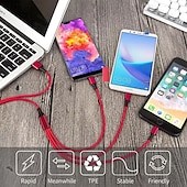 Недорогие Кабели для мобильных телефонов-Универсальный зарядный кабель USB A на тип C/микро/IP 2.1 A Кабель для зарядки нейлон плетеный Прочный 3 в 1 Назначение Xiaomi Huawei iPhone Аксессуар для мобильных телефонов
