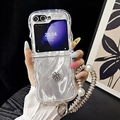 お買い得  サムスン用ケース-電話 ケース 用途 サムスンのギャラクシー Zフリップ6 Z Flip 5 Z Flip 4 Z Flip 3 バックカバー リストストラップ付き 耐衝撃 TPU