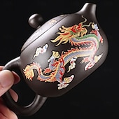 cheap Drinkware-Color-Changing Teapot Set Dragon &amp; Phoenix Zisha Chinese Loong Gift - Heat Sensitive Kung Fu Tea Set with Teapot and Cups, Business Gift