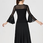 billiga Danskläder till latindans-Latinamerikansk dans Topp Ren Färg Tvinning Tyll Dam Prestanda Träning Ärmlös Hög Polyester