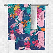 cheap Beach Towel Sets-100% Beach Towel Summer Tropical Palm Leaves Flamingo Oversized Beach Towel Soft and Quick-drying Bathroom Towel Super Absorbent Large Swim Towel for Teens Adults, Quick-Dry, Soft Lightweight, Versatile for Travel, Bath and Pool