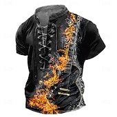  Férfi Gótikus horror Szikla Gitár Póló póló Rövid ujjú póló 3D nyomtatás Fűzős nyak Ing Alkalmi Napi Fekete Tavaszi nyár Ruházat S M L XL XXL 3XL