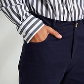 baratos Calças Elite Masculinas-Homens Social Zíper Bolsos Côr Sólida Respirável Comprimento total Formal Escritório O negócio Chique &amp; Moderno Formal Azul Marinha Cáqui Micro-Elástica