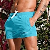 baratos shorts de natação masculinos-Homens Bermuda de Surf Shorts de Natação Calção Justo de Natação Com Cordão Cintura elástica Tecido Conforto Secagem Rápida Curto Feriado Praia Final de semana Moda Casual Preto Branco Micro-Elástica