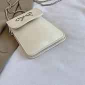 billiga Crossbodyväskor-Dam Crossbody-väska Mobiltelefon väska PU läder Dagligen Kedja Lättvikt Ensfärgat Silver Svart Vit