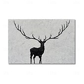 お買い得  動物画-手作りの油絵キャンバス壁アート装飾白黒シンプルな抽象的なテクスチャ動物シカ家の装飾のためのロールフレームなし未延伸絵画