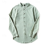 economico Casual da lavoro-Per uomo Camicia Camicia di lino Camicia con colletto cinese Camicia con colletto alla coreana Camicia casual Camicia con Bottoni Semplice Vacanza Camicia hawaiana Nero Bianco Verde chiaro Rosa