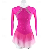 voordelige Schaatsjurken-Kunstschaatsjurk Dames Voor meisjes Schaatsen Jurken Rode roos Lapwerk Open achterkant Netstof Spandex Hoge Elasticiteit Opleiding Oefenen Professioneel Kunstschaatskleding Klassiek Kristal