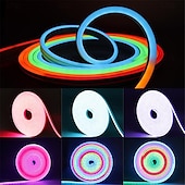 Χαμηλού Κόστους Neon LED Φώτα-1μ 3M 5μ Φώτα σε Κορδόνι Φώτα νέον ταινίας 72/216/360 LEDs Ευέλικτο νέον 1set RGB Φώτα διακοπών Φώτα Λωρίδες LED Έλεγχος APP Με ροοστάτη Πάρτι 12 V