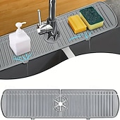 رخيصةأون أدوات الحمام-قطعة واحدة من مقبض صنبور السيليكون، صينية فلتر بالتنقيط، حصيرة كبيرة من السيليكون، حامل إسفنجة لصابون الأطباق، ملحقات حوض المطبخ، طاولة المطبخ والحمام، واقي من دفقة حوض المطبخ