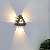 abordables appliques murales extérieures-appliques murales extérieures à LED blanc chaud 20 cm 9 têtes contractées triangle moderne personnalité d&#039;éclairage à trois côtés métal moderne adapté au mur de fond dans l&#039;escalier de magasin