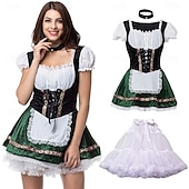 cheap Dirndl-Carnival Oktoberfest Beer Outfits Petticoat Hoop Skirt Tutu Maid German Munich Wiesn Women&#039;s Traditional Style Cloth Dress Apron