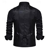 tanie Kamizelki-Męskie Kamizelka Biznes Codzienny Wesele Sukienka Wygodny Wiosna, jesień, zima, lato Poliester 95% poliester 5% spandex Pled / Check Zapinana z przodu na guziki W serek Regularny Czarny Khaki Szary