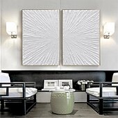 levne Abstraktní malby-ručně malovaná abstraktní minimalistická monochromatická olejomalba ruční triptych umění na plátně bílá texturovaná olejomalba minimalistická nástěnná malba nástěnná malba